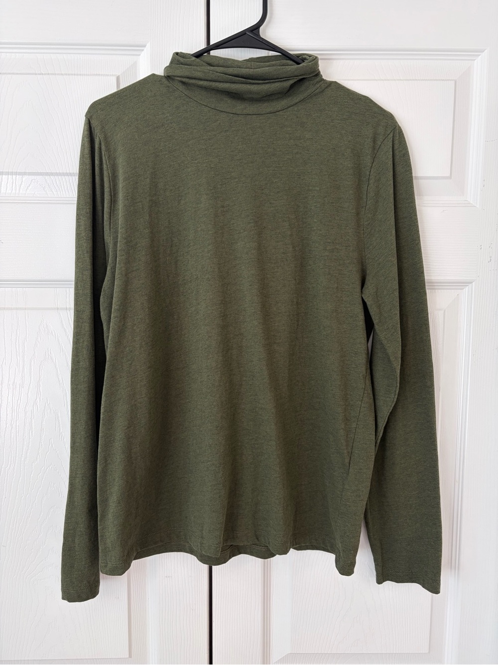 NWOT J.Crew Olive Green Long Sleeve Turtleneck Cotton Tunic Blouse Shirt Size L